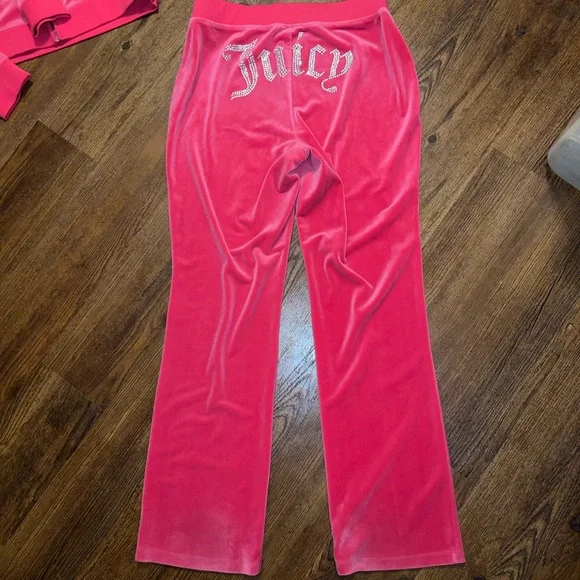 Juicy Couture Hot Pink Velour Tracksuit Set Size L Y2K - Picture 8 of 16